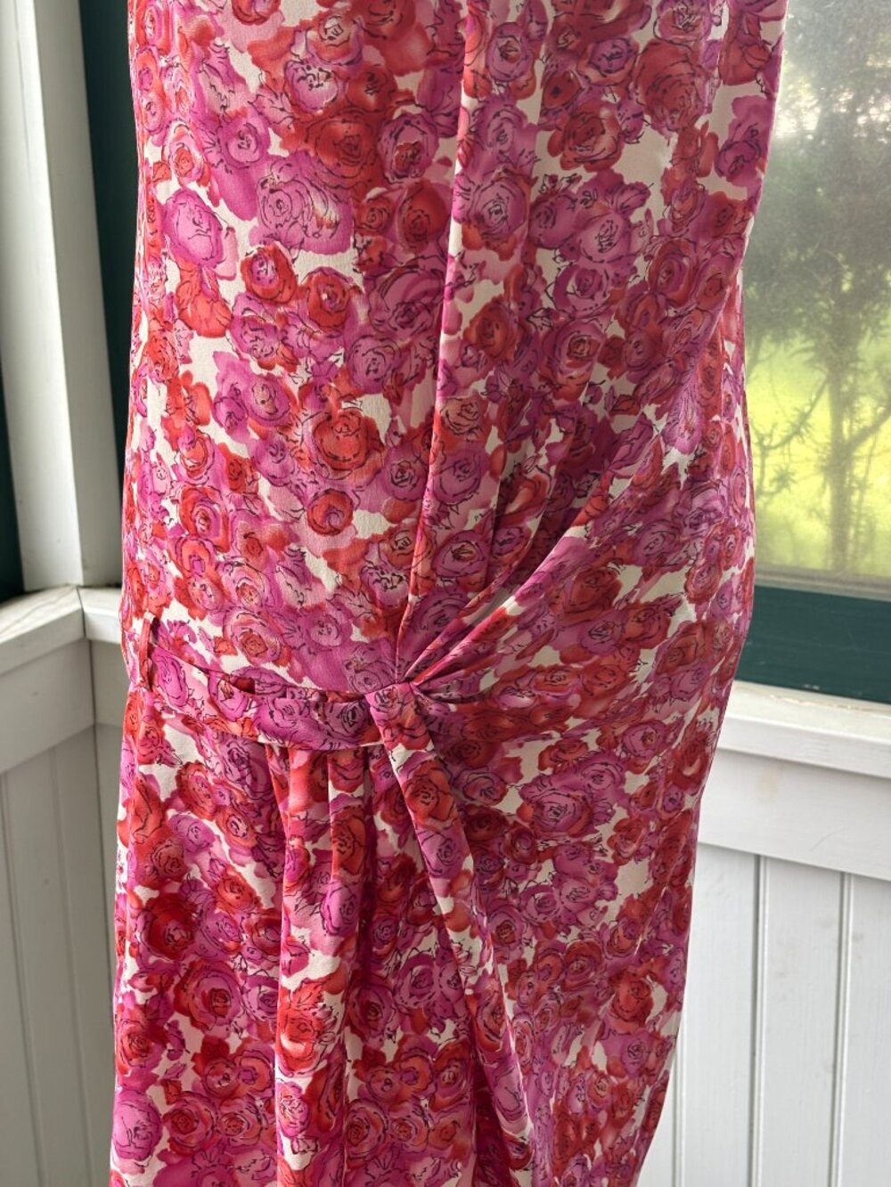 Thakoon Addition Silk Floral Draped Mini Dress | Pink & Red | Size 4 | Like New - Picture 4 of 7